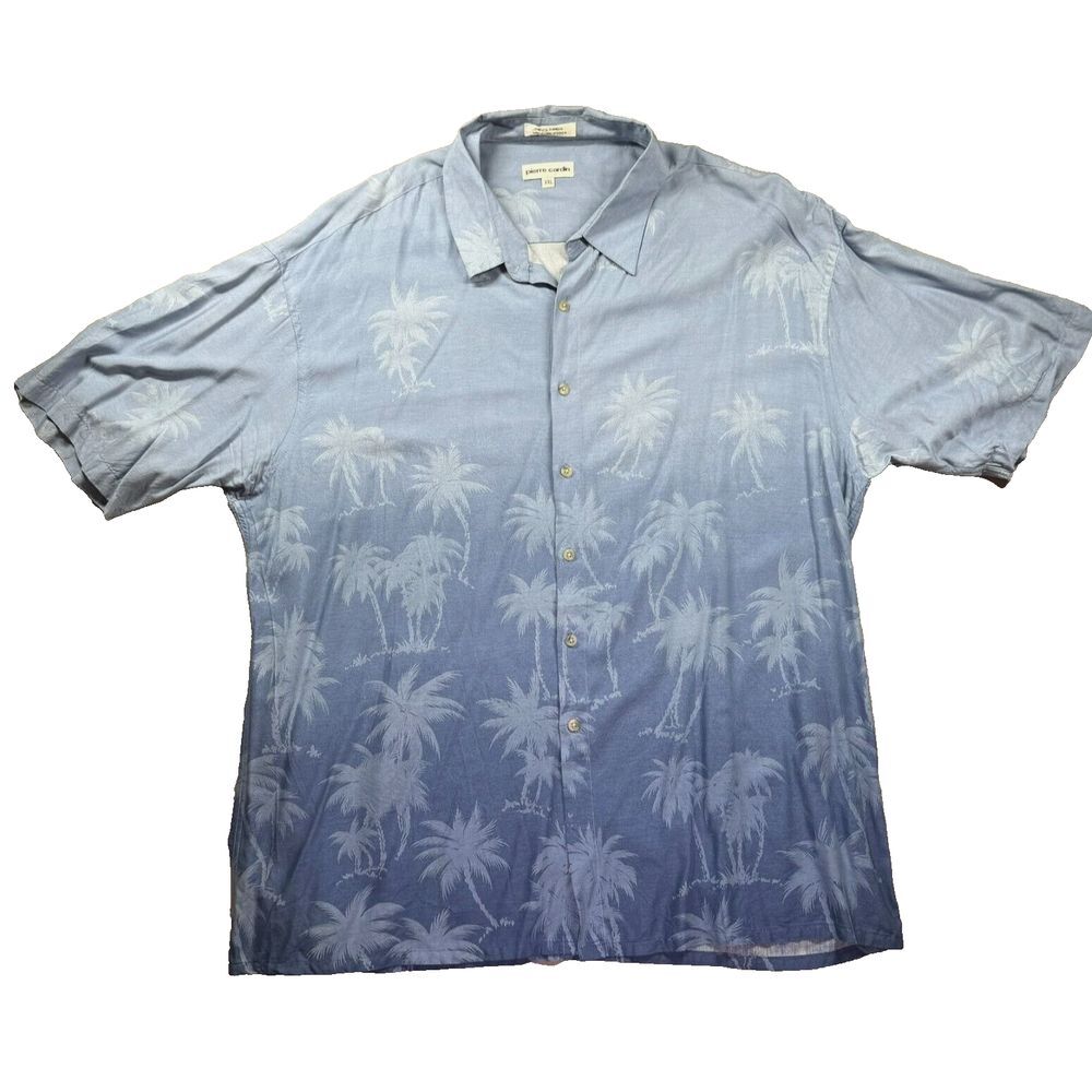 Vintage Pierre Cardin Hawaiian Shirt XXL 2XL Button Up Short‎ Sleeve Palm Trees